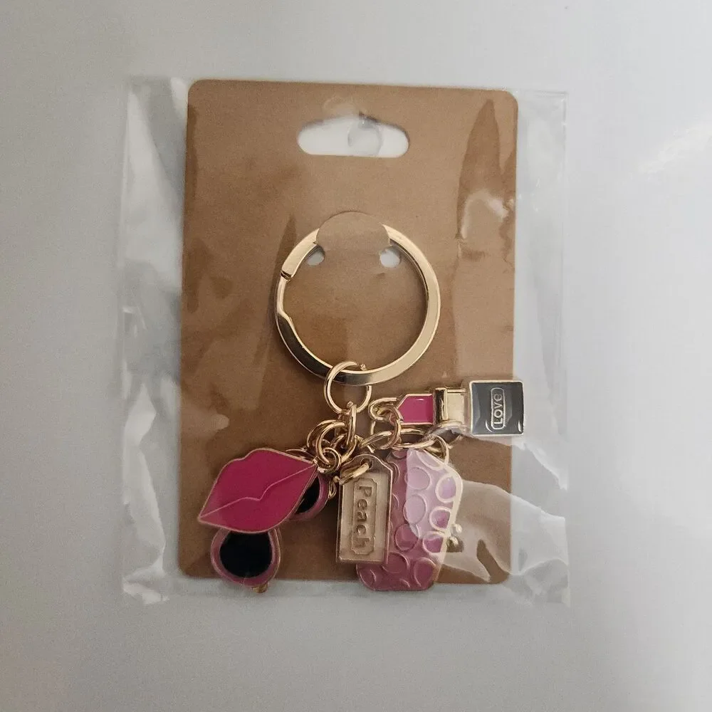 Keychain with Lipstick, Sunglasses and Bag Charms